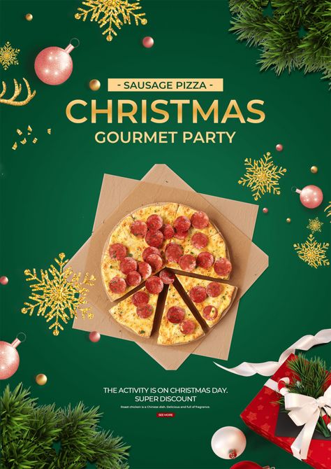 Christmas Food Party Pizza Promotional Campaign Poster#pikbest#templates Christmas Food Poster, Christmas Food Party, Pizza Twists, Christmas Pizza, Gourmet Christmas, Party Pizza, Creative Pizza, Christmas Promo, Food Discount