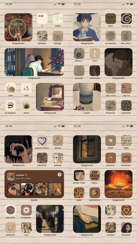 New Phone Asthetic, Iphone Ghibli Theme, Studio Ghibli Ipad Theme, Studio Ghibli Ios Layout, Phone Style Ideas Homescreen, Studio Ghibli Homescreen Layout, Studio Ghibli Themed Phone, Studio Ghibli Iphone Layout, Studio Ghibli Phone Layout