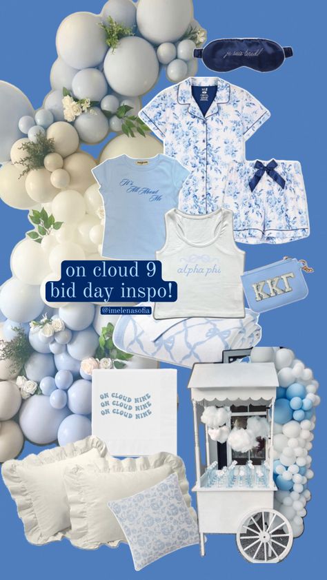 #cloud9 #bidday #sorority Cloud 9 Sorority, Sisterhood Ideas, Sorority Room, Big/little Baskets, Sorority Bid Day, Bid Day Themes, College Fits, Big Little Reveal, Sorority Recruitment