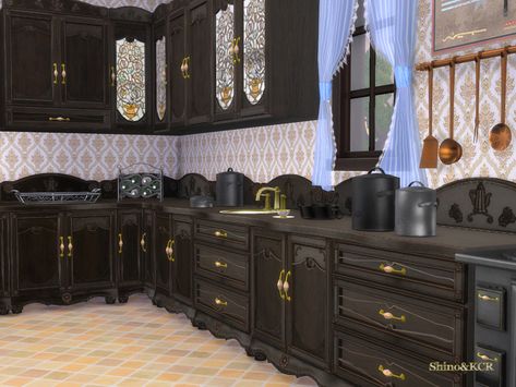 Old Style Kitchen, Sims Decor, Kitchen French, Sims 4 Kitchen, Sims 4 Cc Folder, The French Quarter, French Kitchen, Kitchen Counters, Old Kitchen