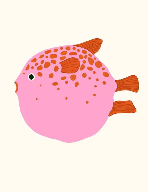 Silly Illustration Art, Illustration Sea Animals, Sea Creature Art For Kids, Art Simple Drawing, Fun Fish Paintings, Funky Fish Art, Colorful Fish Illustration, Drawing Gouache, Creative Confidence