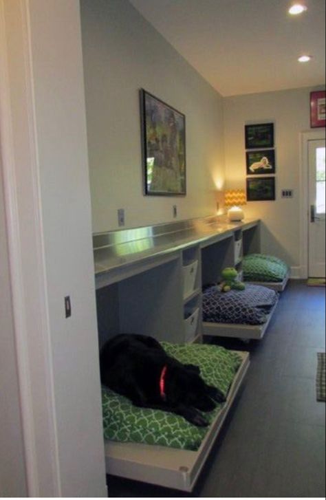 Diy Dog Food Storage Container, Dog Bedrooms In House, Dog Bedrooms, Utility Room Designs, Dog Bedroom, Puppy Room, Dog Spaces, Dog Room, Dog Hotel