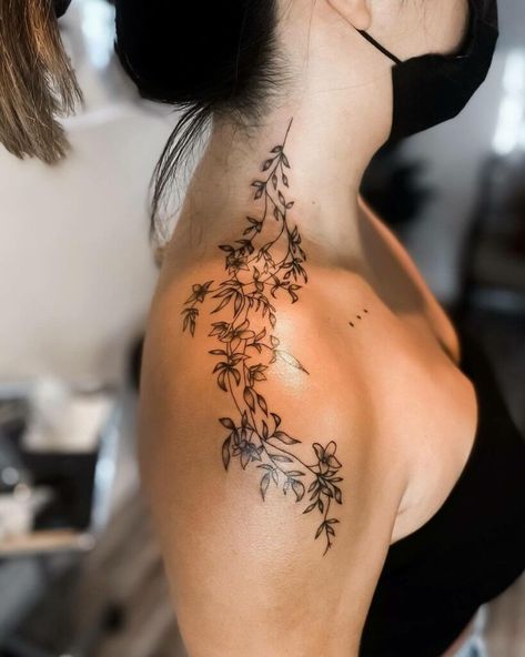 12+ Jasmine Tattoo Ideas That Will Blow Your Mind! 16 Jasmine Tatoos Ideas, Carolina Jessamine Tattoo, Jasmine Flower Back Tattoo, Star Jasmine Tattoo, Jasmine Vine Tattoo, Indian Inspired Tattoos, Princess Jasmine Tattoo, Jasmine Flower Tattoo, Adoption Tattoo