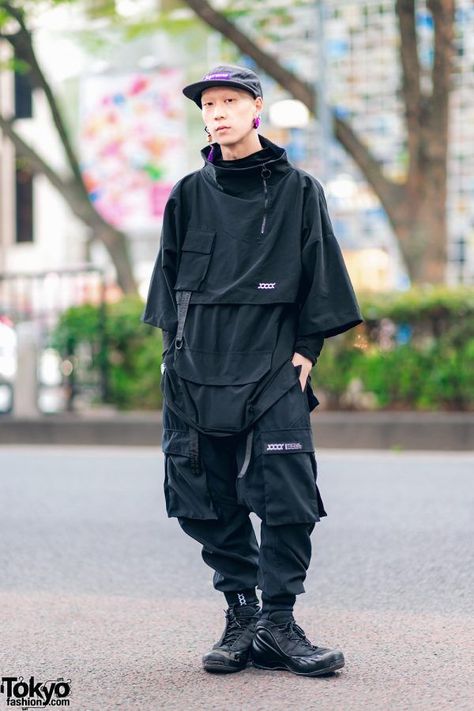 Vigilante Bakugou, Cyberpunk Clothing Men, Japanese Fashion Street Tokyo Style, Fantasy Streetwear, Streetwear Tokyo, Techno Streetwear, Mens Summer Streetwear, Chamber Of Reflection, Japanese Streetwear Mens