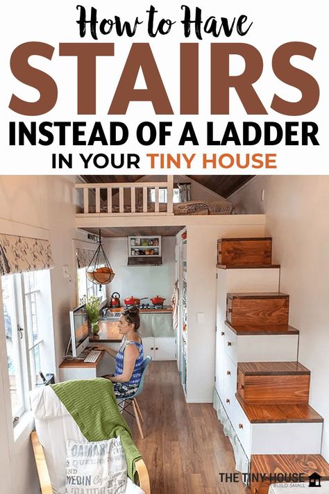 Shelf Stairs Loft, House Ladder Design, Loft Step Ideas, Tiny Home Stairs With Storage, Tiny Stairs For Loft, Ships Ladder To Loft, Tiny Home Loft Stairs, Tiny House Ladder Ideas, Tiny Staircase Ideas