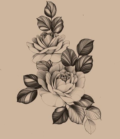 Leaves Drawing Tattoo, Sleeve Mandala Tattoo, Drawing Tattoo Ideas, Flower References, Leaves Drawing, Flower Reference, Sunflower Leaves, Rose Drawing Tattoo, Japanese Flower Tattoo