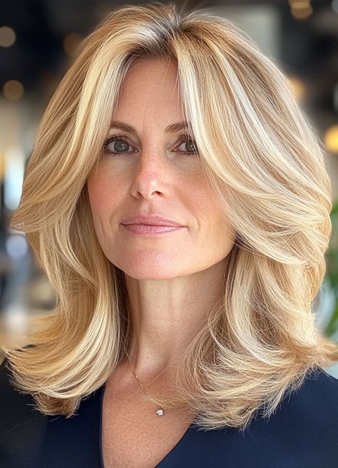 Bombshell Layers, Blonde Hair Trends, Haircut Ideas Brown Hair, Mixed Beauty, Haircuts For Women Over 40, Tan Skin Blonde Hair, Layered Haircuts For Women, Medium Layered Hair, Layered Hairstyles