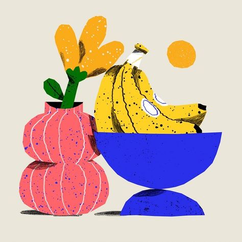 Fruit Bowl Illustration, Bowl Illustration, Little Doodles, Amazing Drawings, Kitchen Prints, The Fruit, Flat Illustration, Food Illustrations, My Kitchen