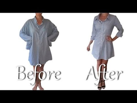 How to Turn a Thrifted Men's Shirt into a Dress - YouTube Upcycle Mens Dress Shirt, Men's Button Down Shirt, Dress Out, How To Turn, Mens Shirt, Upcycle Clothes, Button Shirt, Sewing Techniques, Mens Shirt Dress