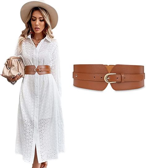 Womens Wide Elastic Waist Belt for Dress Ladies Stretch Cinch Belt for Girls : Amazon.co.uk: Clothing Belt For Dress, Cinch Belt, Waist Belts, Wide Waist, Suspender Dress, Jumpsuit Fashion, Blouse Vintage, Blazer Dress, Look Chic