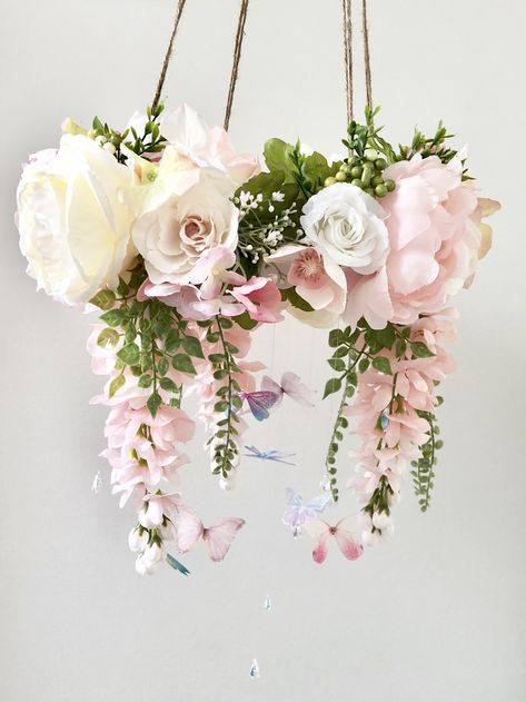 MeMyMemories Flower Mobile, Nursery Mobile, Baby Girl Mobile, Princess Mobile, Floral Mobile Flower Crib Mobile, Diy Floral Mobile, Flower Mobile Nursery, Flower Baby Mobile, Fairy Mobile, Flowers Bedroom, Floral Mobile, Fairy Nursery, Pink Mobile