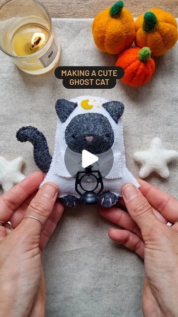 Felt Ghost, Prove Myself, Cat Ghost, Ghost Costume, Sewing 101, Handmade Baby Gifts, Stuffed Animal Cat, Little Cat, Ghost Cat