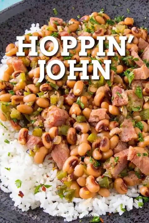 This Hoppin' John recipe is a classic Southern dish of black-eyed peas cooked low and slow, traditionally with rice and smoked pork, a New Year tradition. Blackeyed Pea Recipes, Hoppin John Recipe, Black Eyed Peas Recipe, Hoppin John, Southern Dishes, Louisiana Recipes, Beans And Rice, Pea Recipes, Smoked Pork