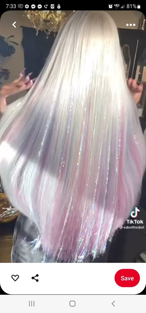 Tinsel Hair Extensions, Tinsel Hair, Blonde Pink, Hair Tinsel, Fairy Hair, Hair Dye Colors, Hair Inspiration Color, Easy Hairstyles For Long Hair, Hair Inspo Color