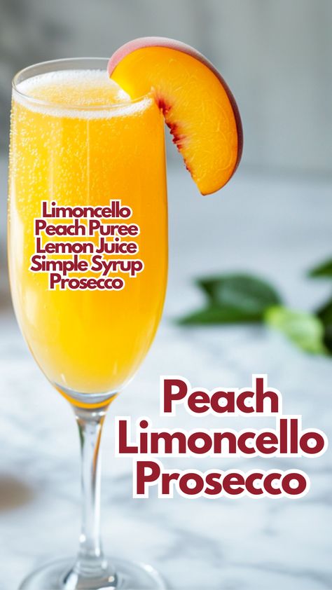 Prosecco Drinks, Cocktail Cards, Tart Flavors, Limoncello Cocktails, Peach Cocktail, Fun Drinks Alcohol, Italian Cocktails, Cocktail Drinks Alcoholic, Peach Sangria