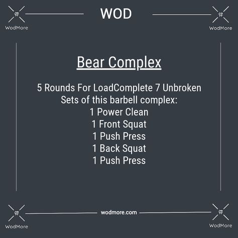 5 Rounds For Load Bear Complex Workout, Complex Workout, Barbell Complex, Hang Clean, Workout Of The Day, Background Story, Crossfit Wod, Back Extensions, Double Unders