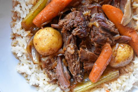 Really Good Pot Roast — The Sofrito Project Braised Roast, Boneless Beef Chuck Roast, Creamer Potatoes, Best Pot Roast, Beef Chuck Roast, Pot Roast Recipes, Puerto Rican Recipes, Beef Chuck, Onion Soup Mix