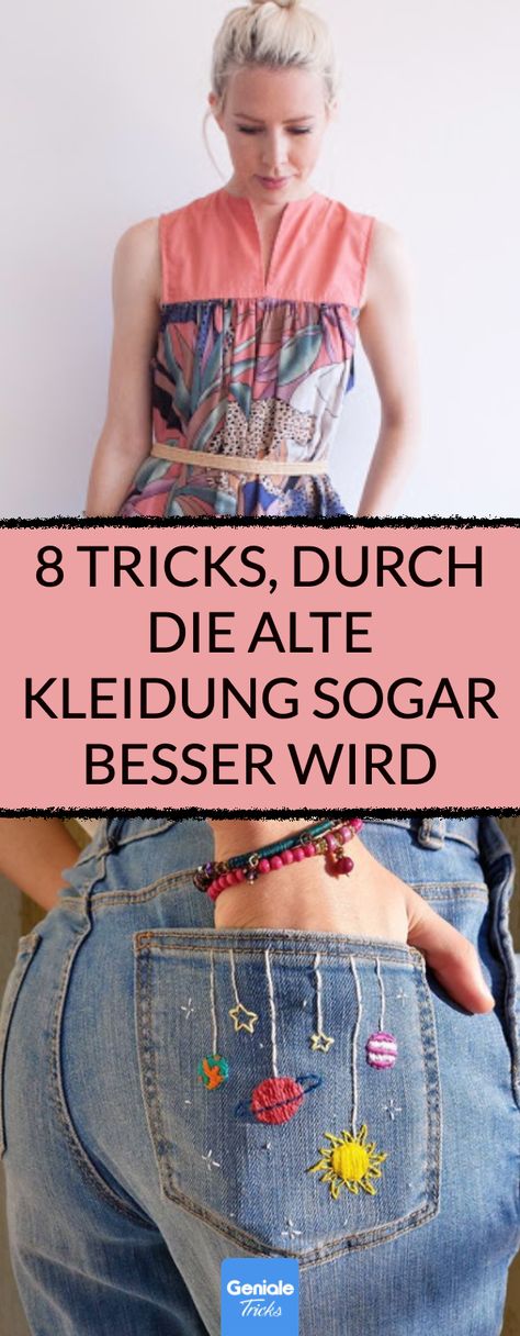 8 Upcycling-Ideen, die alte Kleidung besser als neu machen via @GenialeTricks Sashiko Jeans, Thrift Flipping, Upcycling Jeans, Thrift Flips, Kleidung Diy, Thrift Flip, Upcycle Jeans, Refashion Clothes, Sashiko