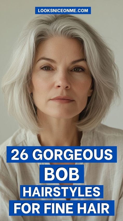 Fine hair, meet style! From sleek to voluminous, these bob hairstyles give your hair the perfect boost of volume and elegance. Find the best bob for your fine hair and embrace the beauty of a fuller look. #VolumeBoostingBob #FineHair #ChicCuts Flipped Out Bob Hairstyles, Low Maintenance Haircut Fine Hair, Lob For Fine Wavy Hair, Flat Fine Hair Hairstyles, Choppy Bob Hairstyles For Fine Hair Over 50, Bob Hairstyles For Fine Hair With Bangs, Medium Bob Haircut For Fine Hair, Messy Bob Hairstyles For Fine Hair, Lob Haircut For Fine Hair