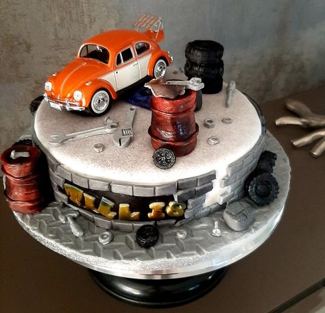 Vintage Car Cakes For Men, Mechanics Birthday Cake, Mechanic Cake, Car Cakes For Men, Tire Cake, Cars Theme Cake, Video Game Cakes, Rock N Roll Party, Cars Birthday Cake