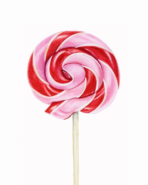 Cherry Lollipop. Lolipop Art, Cherry Lollipop, Candy Drawings, Lollipop Painting, Lollipop Art, Candy Painting, Candy Drawing, Painting Food, Love Artwork