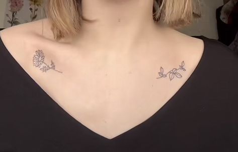 Collarbone tattoo @natasha_venice on tiktok I Once Was Poison Ivy Now Im Your Daisy Tattoo, Poison Ivy Tattoo, Tattoo Collar Bone, Ivy Tattoo, Collarbone Tattoo, Daisy Tattoo, Collar Bone Tattoo, Collar Bone, Poison Ivy