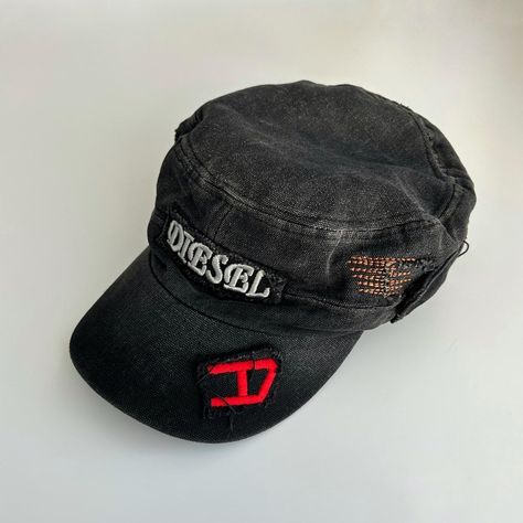 DIESEL VINTAGE WASHED DENIM CAP DIESEL one of ones... - Depop Cloths References, Diesel Vintage, Digital Wardrobe, Denim Cap, Denim Hat, Washed Denim, Fashion Killa, Dark Denim, Denim Wash