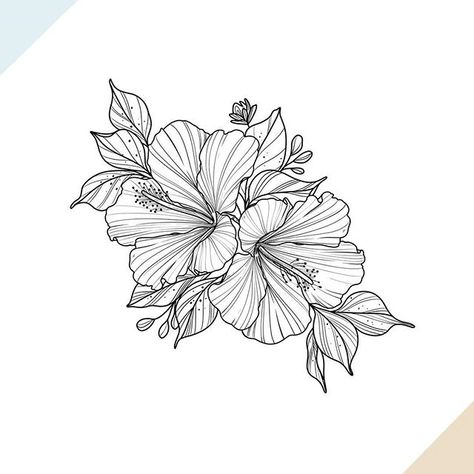 Sleeve Outline, Hibiscus Flower Drawing, Drawing Of Flowers, Flower Tattoo Stencils, Hibiscus Flower Tattoos, Tropical Tattoo, Simple Flower Tattoo, Tattoo For Boyfriend, Hibiscus Tattoo