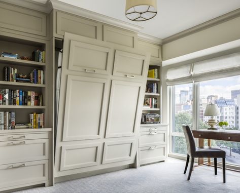 Built-Ins  Murphy Bed Murphy Bed Office, Studio In Casa, Transitional Home Office, Beautiful Bed Designs, Guest Bedroom Home Office, Guest Bedroom/office, Home Office/guest Room, Murphy Bed Diy, Condo Design