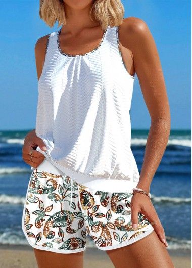 Cute Tankini With Shorts, White Tankini, Elegant Dresses Plus Size, Beach Bridesmaid Dresses, Plus Size White, Swimwear Suits, Trendy Swimsuits, Boutique Style Outfits, Printed Tankini