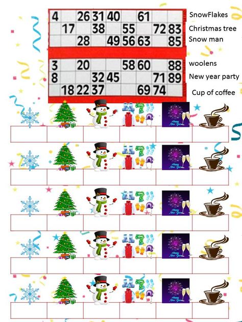 Click on the image to know how to play game, You can use the game for winter theme party also. Christmas Theme Housie Tickets, Christmas Theme Tambola Tickets, Christmas Tambola Tickets, Winter Theme Kitty Party Ideas, Christmas Theme Kitty Party Games, Christmas Kitty Party Games, Winter Theme Party, Ladies Kitty Party Games, Game For Christmas