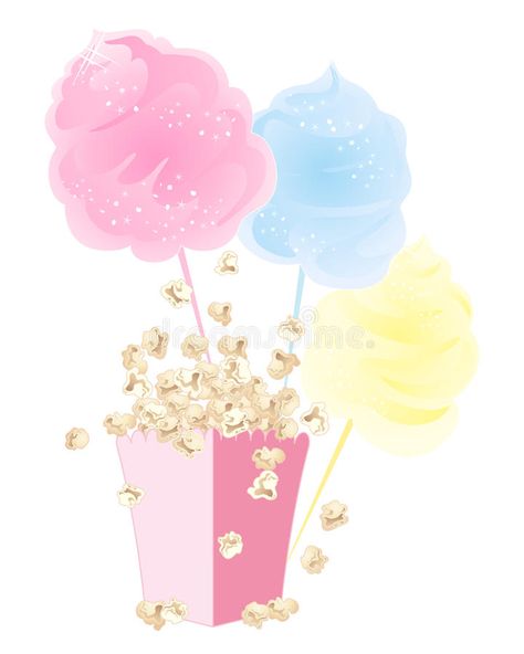 Candy Floss Illustration, Popcorn Logo, Watermelon Clipart, Candy Background, Colourful Illustration, Candy Poster, Eid Crafts, Candy Popcorn, Spring Palette