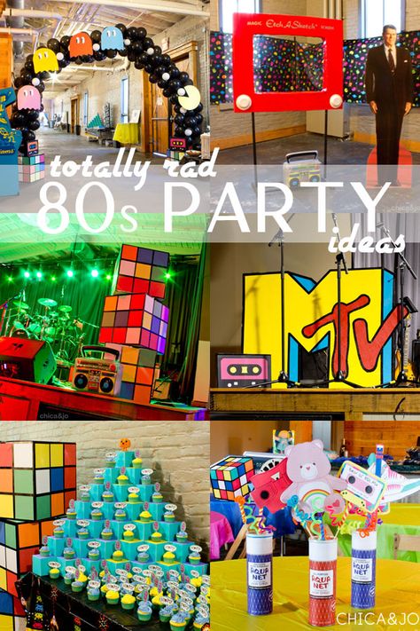 Diy 80s Theme Party Decorations, 80s Prom Ideas, 80s Theme Decor, 80s Decor Party, 1980 Party Ideas Decoration, Decades Theme Party Decoration, 80s Theme Party For Men, 80 Party Theme, 80s Party Backdrop