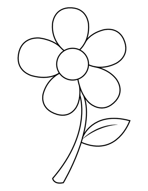 Printable Simple Flower Coloring Page Simple Flower Coloring, Flower Colouring Pages, Flower Templates Printable Free, Flower Coloring Sheets, Sunflower Coloring Pages, Simple Flower Drawing, Printable Flower Coloring Pages, Preschool Coloring Pages, Spring Coloring Pages