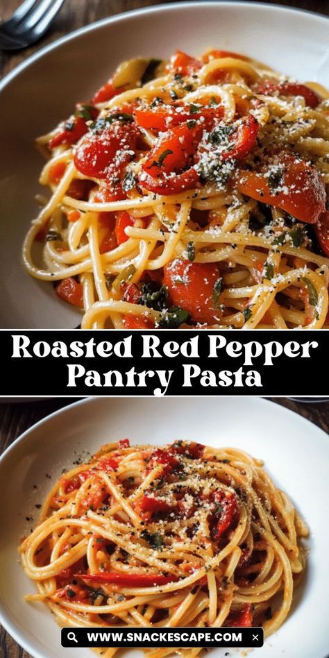 This easy pantry pasta uses roasted red peppers to create a creamy, savory sauce that’s perfect for a quick, flavorful weeknight dinner! Gf Df Dinner, Roasted Red Pepper Pasta Sauce, Roasted Red Peppers Recipes, Red Pepper Pasta Sauce, Pantry Pasta, Red Pepper Recipes, Roasted Red Pepper Pasta, Red Pepper Pasta, Roasted Red Pepper Sauce