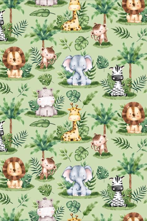 25642-72 from the Wee Safari collection by Deborah Edwards for Northcott. Safari Baby Animals, Animal Baby Shower Theme, Baby Art Projects, Green Animals, Theme Background, Cute Monkey, Safari Party, Animal Baby Shower, Scrapbook Printables