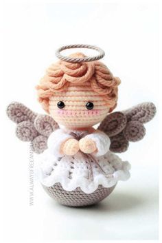 Amigurumi Angel Crochet Free Pattern - Always Free Amigurumi Háčkovaný Anjel, Angel Crochet Pattern Free, Xmas Angels, Crochet Angel Pattern, Christmas Crochet Patterns Free, Crochet Angels, Crochet Doll Tutorial, Crochet Angel, Quick Crochet Patterns