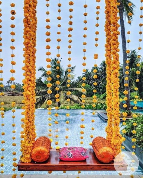 Haldi Decoration Ideas, Pastel Wedding Theme, Mehendi Decor Ideas, Mehendi Ceremony, Desi Wedding Decor, Mehndi Decor, Wedding Mandap, Wedding Design Decoration, Bride Poses