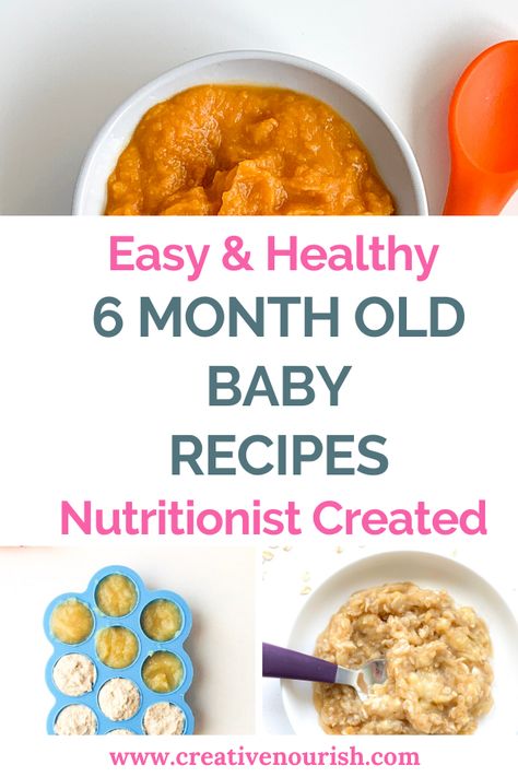 Easy, healthy recipes for 6 month old baby including puree, mashed and baby-led weaning options. Meat and vegetarian purees and oatmeal baby recipes. #babyfood #6montholdbabyrecipes #healthybabyrecipes Purees For 6 Month Old, Recipes For 6 Month Old, Homemade Baby Snacks, Meal Plan For Toddlers, Indian Baby Food Recipes, Baby Meal Plan, 6 Month Baby Food, Baby Nutrition, Baby Lunch