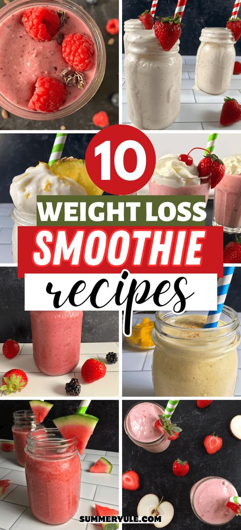 Though there is no magic pill for quick weight loss, the ingredients in these smoothie recipes may help with a weight loss goal. For example, smoothies are hydrating, helping us to feel full on fewer calories with fluid volume. Good smoothie recipes will also contain fruits and vegetables that provide water and fiber to help us feel full on fewer calories for weight loss. - Summer Yule, MS, RDN Healthy Fruit Smoothies Fat Burning, 100 Calorie Smoothie, Good Smoothie Recipes, Fruit Shakes Recipes, Loose Weight Smoothies, Healthy Smothies, Heathy Smoothies, Weight Smoothies, Watermelon Smoothie Recipes