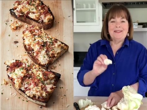 Ina Garden Cauliflower Toast, Cauliflower Toast Ina Garten, Ina Garten Cauliflower Toast, Ina Garden Cheesy Cauliflower Toast, Cauliflower Toast Recipe, Cauliflower Toast, Ina Garden, Flexitarian Recipes, Beans On Toast