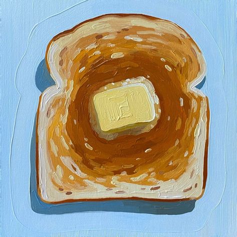 Bread And Butter Drawing, Car Oil Painting, Home Sketch, Butter Toast, 귀여운 음식 그림, Food Painting, Oil Pastel Art, Keto Lifestyle, Sketch Style