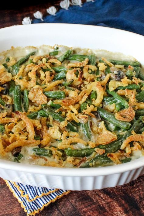 Grown Up Green Bean Casserole Casseroles Thanksgiving, Green Bean Casserole Ingredients, Green Casserole, Crockpot Green Beans, Green Bean Casserole Campbells, Green Bean Casserole Crock Pot, Cheesy Green Bean Casserole, Creamy Green Beans, Best Green Bean Casserole