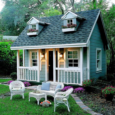 We're Obsessed with These Outdoor Playhouses Shed Playhouse, Backyard Fort, Garden Playhouse, Backyard Cottage, Backyard Area, Backyard Playhouse, Playhouse Outdoor, Backyard Sheds, Casa Vintage