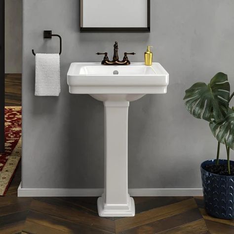 19 inch pedestal sink - Magnus Home Products Small Bathrooms With Pedestal Sinks, Pedastool Sink, Small Bathroom Pedestal Sink, Bathroom Pedestal Sink, Bathroom Pedestal, Restroom Ideas, Pedestal Bathroom Sink, Sink And Faucet, Bath Sinks