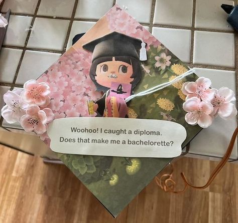 Animal Crossing Graduation Cap, Jam Aesthetic, Diorama Paper, Aesthetic Floor, Wallpaper Facebook, College Grad Cap Ideas, Graduation Cap Decoration Diy, Grad Hat, Grad Cap Designs