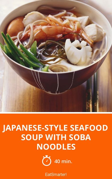 Japanese Seafood Soup, Asian Seafood Soup, Japanese Seafood Recipes, Japanese Stew, Japanese Seafood, Soba Noodles Soup, Soba Noodles Recipe, Seafood Soup Recipes, Asian Medicine