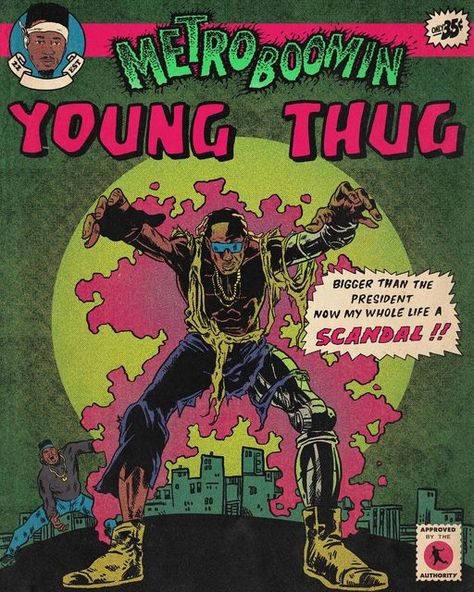 Vintage Poster Music, Young Thug Album, Posters For Room Aesthetic, Bedroom Decor Posters, Metro Boomin, Hip Hop Artwork, Family Bedroom, Comic Book Art Style, Rapper Art