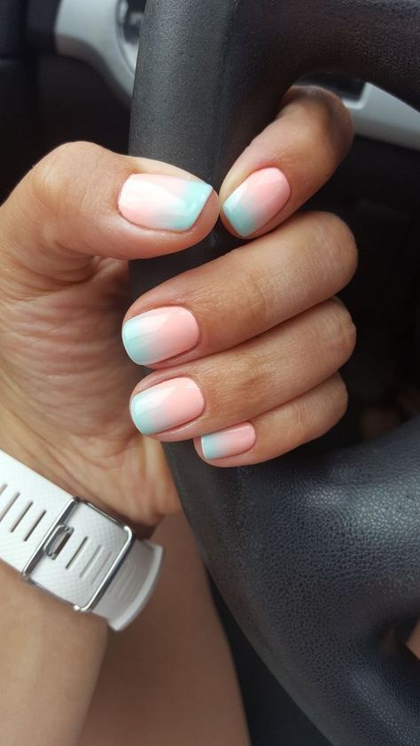 Ombre Nail Art, Unghie Sfumate, Ombre Nail, Nail Art Ombre, Cute Gel Nails, Blue Nail, Colorful Nail Designs, Cat Kuku, Pastel Nails