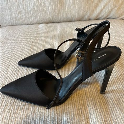 Black charles & keith heels. Size 39, Unused Charles Keith Heels, Charles And Keith Heels, Charles Keith Shoes, Charles And Keith Shoes, Charles And Keith, I Have It All, Girl Aesthetics, Bow Pumps, Korean Fashion Dress